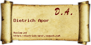 Dietrich Apor névjegykártya